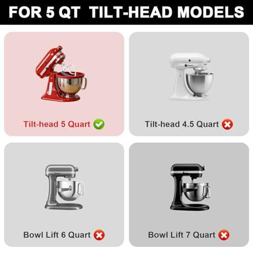 5 Qt Foldable Tilt-Head Silicone Liners for kitchenaid Stand Mixer, Silicone Bowl Liners with Lids, Kitchen Aid Accessories and Attachments for Baking and Cooking (3pcs Black+Red+White) - Thumbnail 2