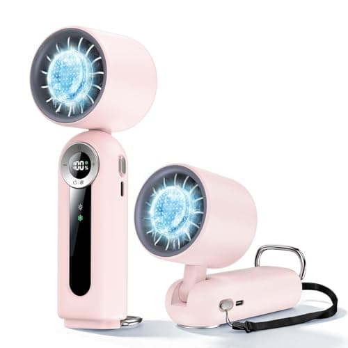 delpattern Portable Handheld Fan with Cooling Plate, 199 Speed Settings, High-Speed Personal Mini Fan up to 20000 RPM, USB-C Rechargeable, Wearable for Travel, Outdoor, Office, Home (Pink)