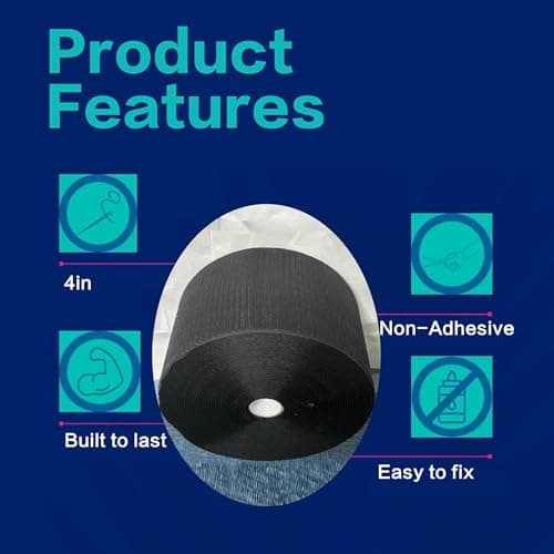 42 ft Gymnastics Mat Hook for Carpet Bonded Foam, 4" Wide Hook Mat Fastener for Tumbling, Fastener Nylon Hook Mats for Cheerlead Gym Floor, Black - Thumbnail 6