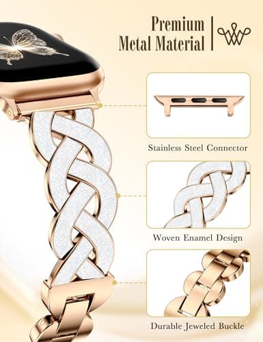 Wearlizer Metal Band Compatible with Apple Watch Bands Women 42/44/45/46/49mm, Dressy Enamel Stainless Steel Bracelet Celtic Knot Strap for iWatch Series 11 10 9 8 7 6 5 4 SE/Ultra 3 2 1 - Thumbnail 2