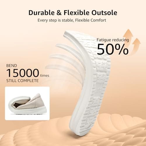 STQ Slip on Canvas Loafers for Women's Arch Support Sneakers Comfortable Orthopedic Shoes for Foot Pain Relief Taupe Size 6 - Thumbnail 6