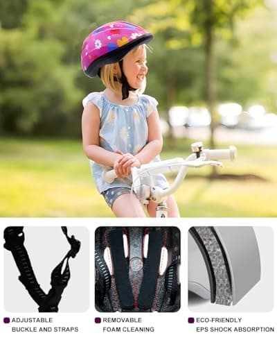 Girl Helmet for Bike,Kids Bike Pink Helmet for Girls Ages 5-12 Years Adjuastable and Multi-Sport, from Toddler to Youth CPSC Certicated - Thumbnail 5