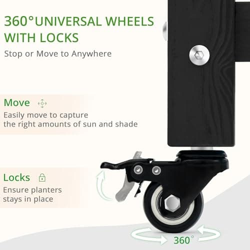 LUE BONA Raised Garden Bed with Wheels, 48 * 16.7 * 28 in, Poly Elevated Outdoor Planter Box with Tools, Weather Resistant, Standing Growing Bed Herb Planter for Vegetable, Flowers, Fruits - Thumbnail 4