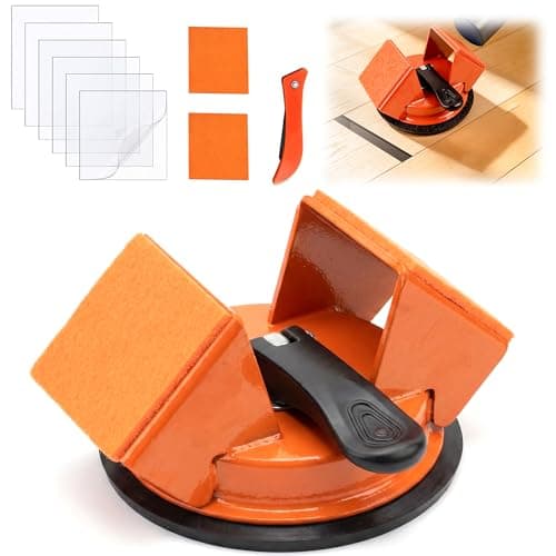Floor Gap Fixer Tool with 45° Striking Surface, Heavy Duty Floor Gap Repair Tool, Enhanced Vacuum Suction Cup Complete Laminate & Vinyl Flooring Repair Kit with 6 Reusable Sticky Pads and Slot Cutter - Image 1