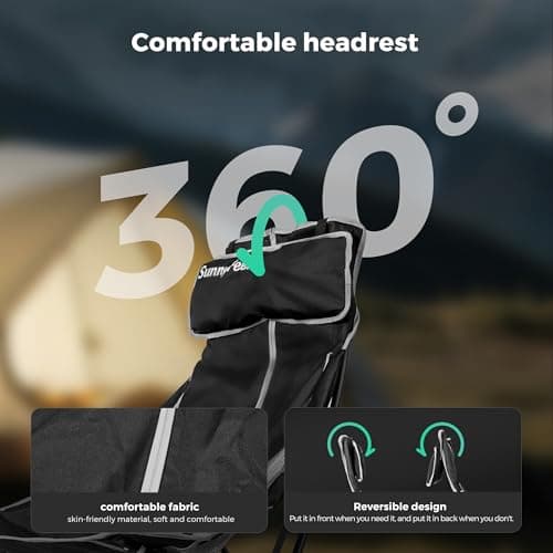 SUNNYFEEL High Back Camping Chair for Adults, 2 Pack Lightweight Camping Chair Support 250 lbs Heavy Duty Folding Chair Design Portable & Collapsible Camping Chairs for Outdoor, Camp, Beach, Picnic - Thumbnail 5
