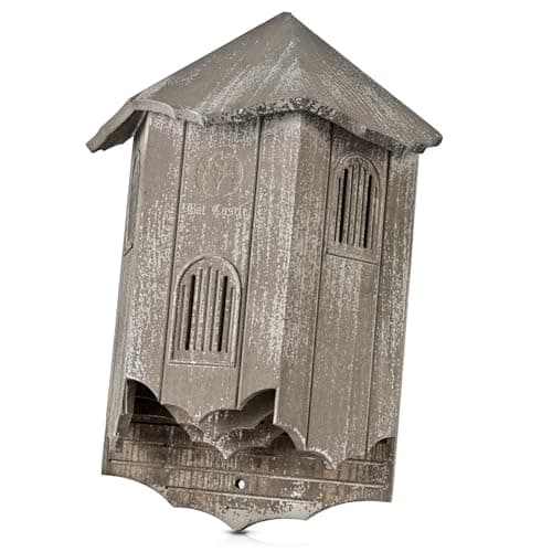 VIREESR Wooden Castle Bat Houses for Outdoors, Bat Boxes for Outside, Large Three Chamber Box Perfectly Designed to Attract Bats, Durable and Easy to Hang (Bat House Ⅰ Distressed Wood) - Image 1