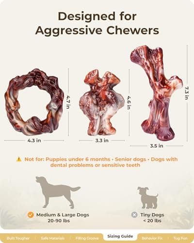 ChienBox Dog Toys for Aggressive Chewers: Gift Box with 3 Pack Dog Chew Toys, Indestructible Dog Toy for Large Dogs Birthday Toy, Tough Dog Toys to Keep Them Busy, Chew Toys for Dogs,Bacon Flavor - Thumbnail 5
