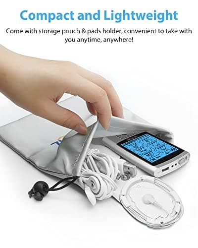 NURSAL 24 Modes TENS Unit Muscle Stimulator with Continuous Stimulation, Rechargeable Electronic Pulse Massager with 8 Pads for Back and Shoulder Pain Relief and Muscle Strength (Silver) - Thumbnail 6