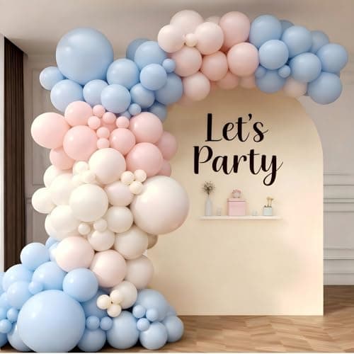 Pink and Blue Balloon Garland Arch Kit 143Pcs Pink White Blue Latex Balloons for Boys Girls Gender Reveal Birthday Party Decoration - Thumbnail 5
