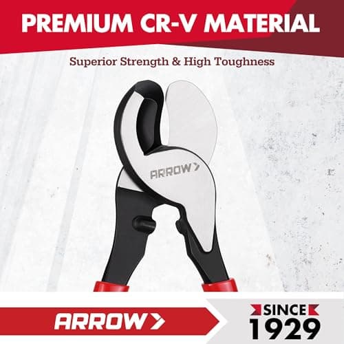 ARROW 9.5” Cable Cutter High Leverage, Wire Cutters Heavy Duty with Thick Dip-Grip Handle, CR-V Steel, Cutter Tool for 4/0 Aluminum, 2/0 Soft Wire, and 100PR 24AWG Communications Cable - Thumbnail 4