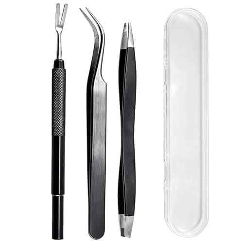 BVQWO Tick Removal Tool,Tick Remover for Dogs,Premium Tick Twister Stainless Steel 3 PCS -Tick Tweezers/Tick Fork/Handy Tin with Case -Safe for Human & Pets (Black)