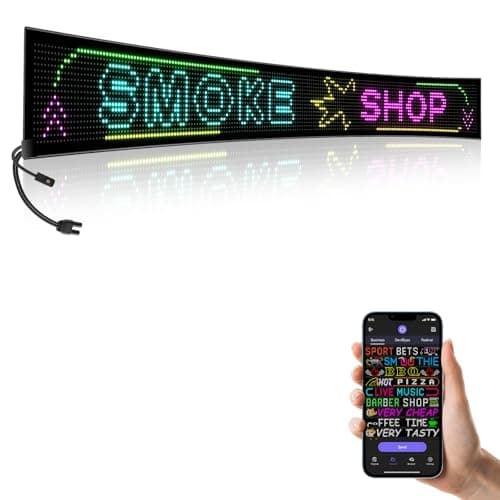 Large Programmable Indoor Windows LED Signs, P10 Resolution LED Sign,Bluetooth APP, for Cars Business Bars Gaming Rooms Restaurants Festivals (77"x 8")