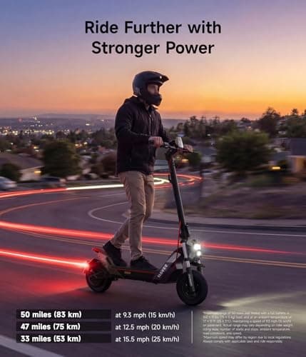 NAVEE NT5 Max Electric Scooter, 31 mph Speed, 51.6 Miles Range, Fast Charging, 1900W Peak Motor, Dual Telescopic & Damping Arm Suspension, Dual Disc Brake, 10.5" Tubeless Tire, Off-Road Scooter Adults - Thumbnail 4