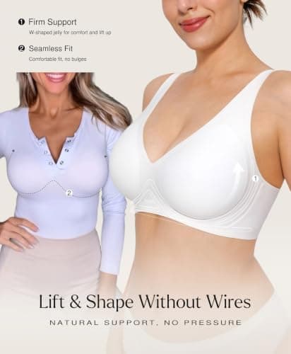 Popilush Wireless Bras for Women No Underwire Seamless Bra White Medium - Thumbnail 2
