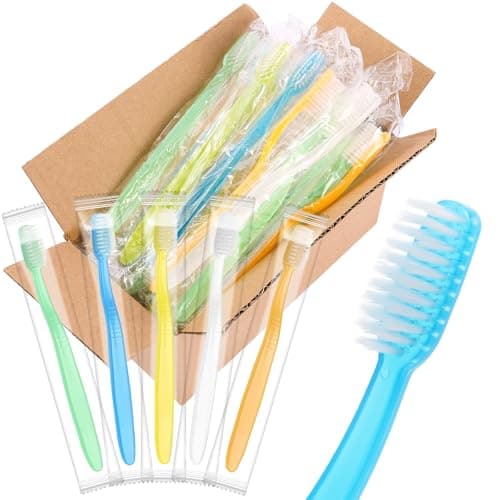 ACSKD 100 Pack Disposable Toothbrushes Bulk, Soft Bristle Travel Tooth Brush,Individually Wrapped Toothbrushes for Homeless Gift Hotel Camping Travel