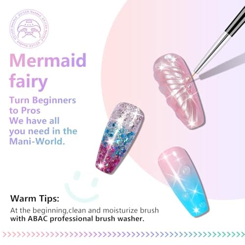 ABAC 24 Color Hema-Free Glitter Solid Gel Nail Polish,Ombre Gel Nail Polish,Pat Paint Nail Gel- Mermaid Ocean & Coral Reef Shades w/Pro Dual Brush Clump-Free for Pool Party,Spring/Summer Soak Off Gel - Thumbnail 4