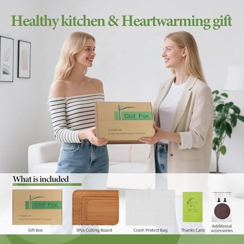 3-PCS Wood Cutting Board Set with Innovative Stand - Durable Double Sided Bamboo Cutting Board with Juice Groove & Handle for Meal Prep, Meat Charcuterie Serving, Eco-Friendly Healthy Kitchen Gift - Thumbnail 6