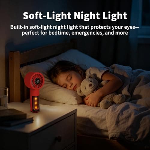 Portable Mini handheld Personal Fan with Night Light,5 Speeds,Rechargeable - Thumbnail 2