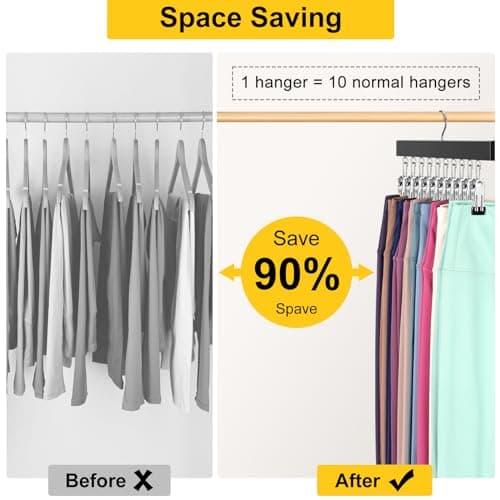 Legging Organizer for Closet, Pants Hangers with Clips Holds 20 Leggings, Jeans, Hats, Shorts, Socks, 360° Rotating Space Saving Hanging Clothes Organizer for Closet Organizers and Storage 2Pcs - Thumbnail 4