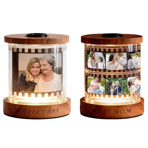 CraffBase Personalized Rotating Music Photo Frame for Mom, Custom Photo Music Box with LED Light, Unique Gift Idea for Mother's Day, Sentimental Keepsake Picture Frame - Image 1