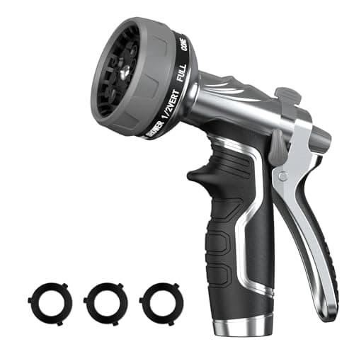 Garden Hose Nozzle, Heavy Duty Metal Water Hose Nozzle with 8 Adjustable Spray Patterns, High Pressure Hand Sprayer with Flow Control for for Garden Watering, Car & Pet Washing - Image 1
