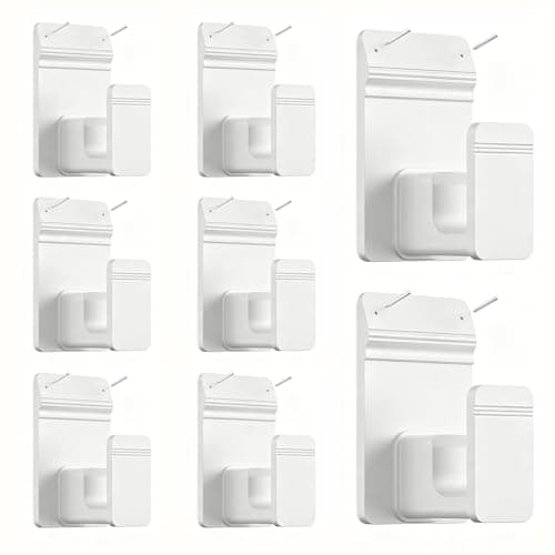 EKOTTOK No Drill Curtain Rod Brackets for 5/8" Rod, Heavy Duty 30LB+, Adhesive & Invisible Nail Curtain Rod Holders, Damage-Free Wall Mount Hooks for Bathroom, Kitchen, Bedroom (8PC, White) - Image 1