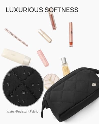 Telena Puffer Makeup Bags for Women, Nylon Puffy Padded Make Up Bags for Women Makeup Organizer Case, Wide-open Makeup Pouch Travel Essentials - Thumbnail 2