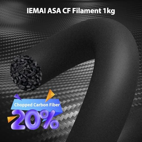 IEMAI Carbon Fiber ASA Filament 1.75mm Matte Black 1KG, ASA CF 3D Printer Filament UV & Weather Resistant, High Dimensional Stability & Low Warpage for Outdoor Functional Parts - Thumbnail 2