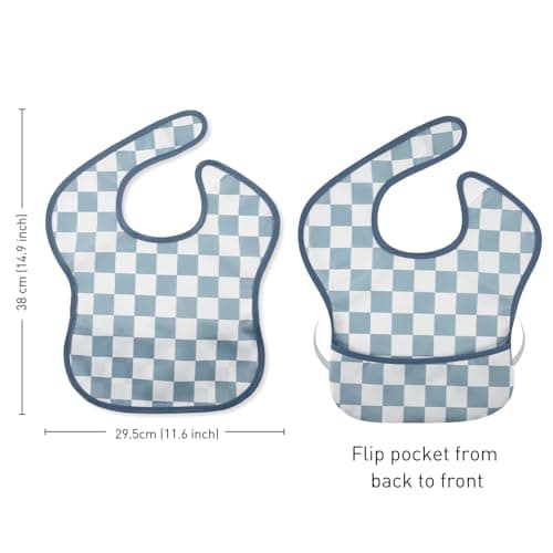 CIVARUA KIDS 3-Pack Waterproof Baby Bibs for Eating - Mess Proof Lightweight Toddler Feeding Bibs with Large Food Catcher, Food-Grade Baby Eating Essentials, Easy to Put On & Clean(Black Cherkerd) - Thumbnail 5