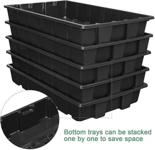 MIXC Seedling Trays Seed Starter Tray, 5-Pack Mini Propagator Plant Grow Kit Greenhouse with Humidity Vented Domes and Base for Seeds' Starting (40 Cells Per Tray, Total 200 Cells), Black - Thumbnail 4