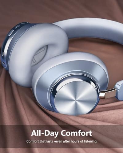 Wentronic Y03 Bluetooth Headphones Wireless Active Noise Cancelling Over Ear Headphones 48 Hours Playtime High Sound Quality 6 EQ Music Mode Headphones with Soft Ear Cushion - Blue - Thumbnail 3