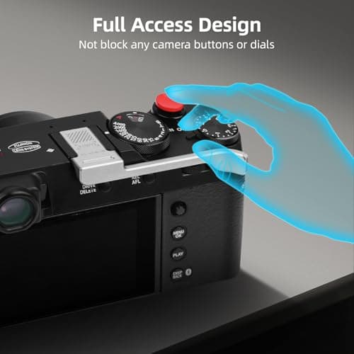 Thumb Grip Metal Hot Shoe Cover with Shutter Button for FUJIFILM X100VI / X100V Fuji Accessories (Black) - Thumbnail 6