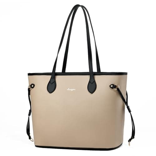liuzhijiao Women's Premium Designer Top Handle Tote Bag Satchel Purse Handbag Shoulder Bag for Office Shopping Outings,Khaki - Image 1
