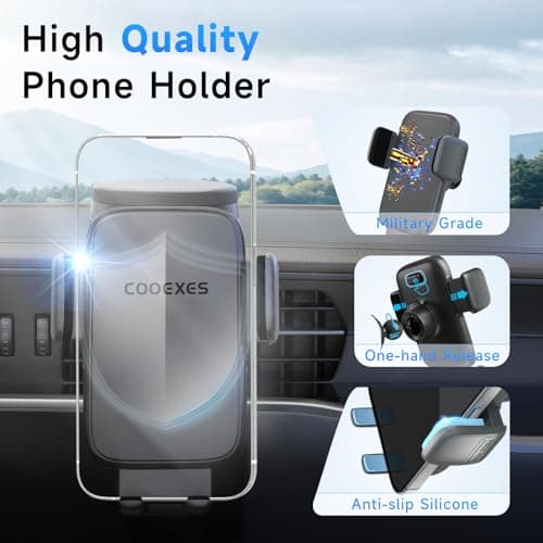 COOEXES Car Phone Holder, 360°Rotation Vacuum Suction Cup Phone Mount - 108LBS Nano Gel for Car, Bendable Arm & One-Hand Release, Truck Phone Holder for iPhone 17 Pro Max Samsung Android - Thumbnail 5