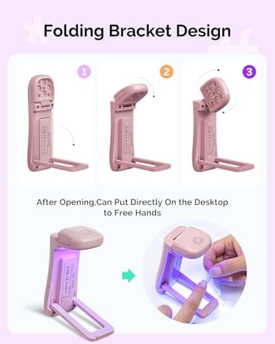 MelodySusie Cordless UV Nail Lamp with Fold-Out Stand,P-Art09F Foldable UV Light with 2-in-1 Lighting & Curing Function, Rechargeable, Flash Cures All Soft Gels Especially Half-Cured, Base & Top Coat - Thumbnail 6