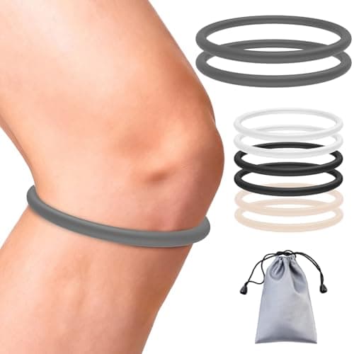 2PCS Patella Band for Knee Pain Relief, Silicone Patellar Tendon Support Strap Brace for Basketball, Running, Jumpers Knee, Tennis, Tendonitis, Soccer and Hiking, Women and Men, Includes Storage Bag (Grey) - Image 1