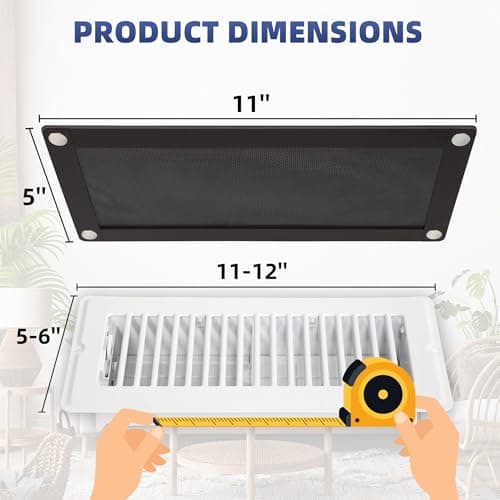 Magnetic Vent Mesh- 4 Pack, 5 x 11 inch Strong Magnetic Vent Screen for Home Floor, Ceiling and Wall Registers, Ventilate While Prevent Objects from Entering, Durable and Solid - Black - Thumbnail 2