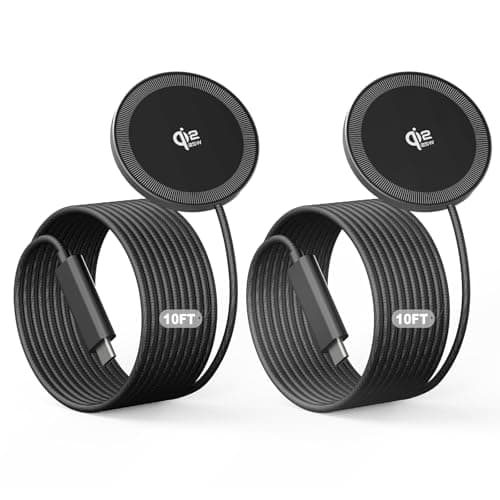2Pack Magnetic Wireless Charger 25W Fast Charger for iPhone 17/16/15/14/13/12 Series & AirPods, Portable Wireless Charging Pad for Travel Home Office Desk, 10FT-Black