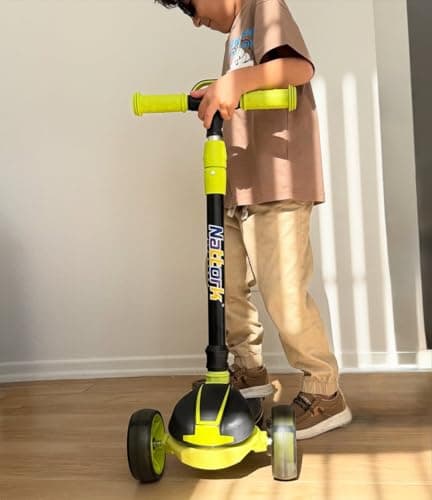 Nattork Kick Scooter for Ages 3-8, Light Up 3-Wheels Foldable Scooter with 4 Adjustable Height for Boys & Girls, Lean to Steer,Anti Slip Deck,Toddler Scooter 120lbs Weight Capacity Green - Thumbnail 5
