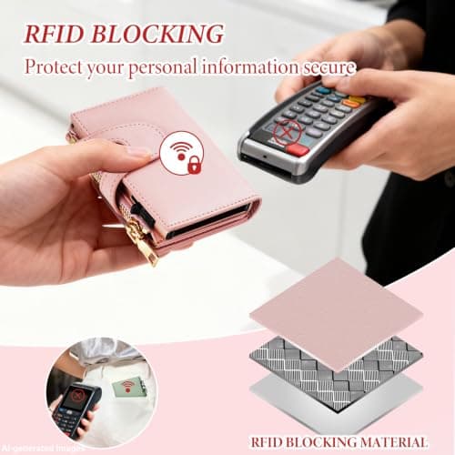 furid Small Card Wallet Women: Rfid Leather Smart Pop Up Wallets - Ladies Mini Cute Card Holder Slim with with Zipper Coin Pocket - Gifts for Wife on Valentine's Day Anniversary Birthday - Thumbnail 5