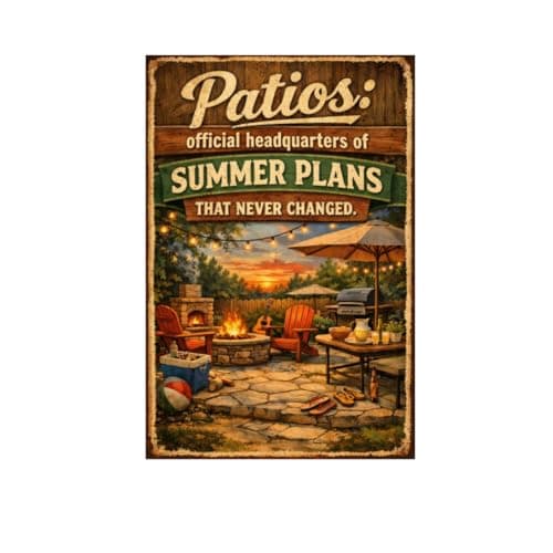 Patios Official Headquarters Of Summer Plans That Never Changed Vintage Metal Tin Sign Outdoor Wall Decor Backyard Fire Pit Grill Patio Humor Art Plaque For Bar Garden Pool Man Cave Gift 8x12 Inch - Image 1