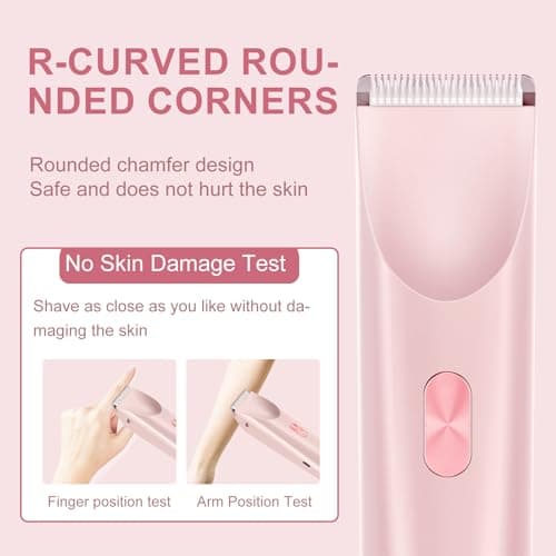 Dermave Bikini Shaver,Bikini Trimmer for Women,2 in 1 Dual Head Waterproof & Painless Electric Razors for Pubic Hair(Pink) - Thumbnail 3