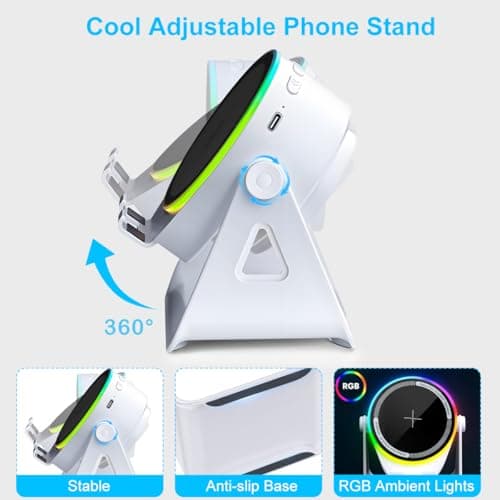 Wireless Induction Audio Bluetooth Speaker, 4 in 1 Phone Speaker Amplifier Phone Stand with RGB Light and Adjustable Holder for Tablet iPhone Android, Uqique Birthday Gift for Men Women Teens - Thumbnail 5