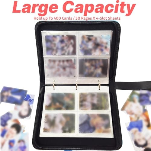 KEFEIKJ Cute Trading Photocard Binder, STAY Photo Album Cartoon Card Holder Book Storage Cards with Sleeves for Lomo Cards Gift - Boys & Girls, idol Photo Protect (Black) - Thumbnail 3