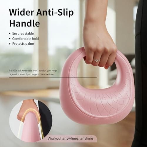 KYVYZOIC Soft Kettlebell, Kettlebells Anti-Slip Grip with Cushioned Impact-Resistant Base, Strength Training Kettlebells Sets for Home Workouts, Kettlebell for Women/Men/Beginners - Pink - Thumbnail 3