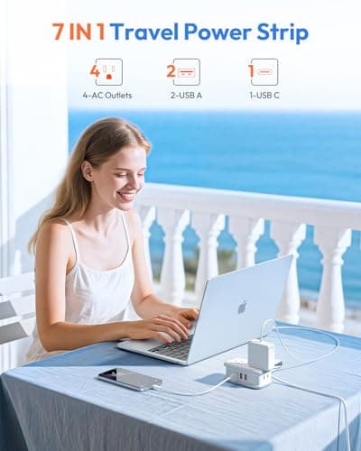 NTONPOWER 20W Travel Power Strip, Travel Essentials Cruise Approved Power Strip Non Surge Protector 4 Outlets 3 USB(1 USB-C) with 4FT Wrapped Extension Cord Flat Plug, Cruise Essentials 2026 - Thumbnail 6