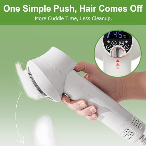 3-in-1 Dog Hair Dryer Brush - Adjustable Temp (35°C-60°C) & 4 Speeds, One-Touch Hair Collection for Safe Grooming of Small & Medium Dogs Cats - Thumbnail 3