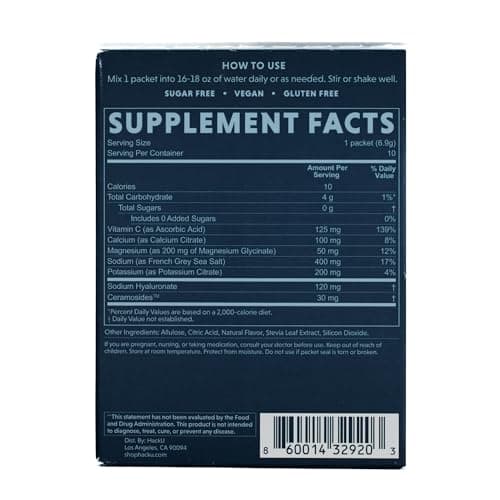 HackU Hydration Hack Electrolyte & Skin Hydration Packets – Sugar Free, Bloat-Free Drink Mix with Magnesium, Hyaluronic Acid & Ceramides for Daily Glow & Moisture Support - Thumbnail 5
