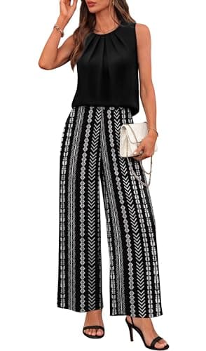 WIHOLL 2 Piece Sets for Women Spring Summer Outfits Cruise Travel Airport Beach Vacation Clothes Trendy Lounge Sets Casual Resort Wear Matching Women Clothing Wide Leg Pants Set XL - Image 1