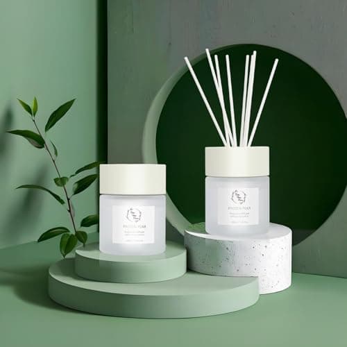 Reed Diffuser Set, Pretty Valley Home Diffuser 100Ml / 3.38fl OZ Gift Box - Includes Reed Diffuser Sticks, Fragrance Oil, and Glass Bottle for Bathroom Office Living Room Decor (Frozen Pear) - Thumbnail 2